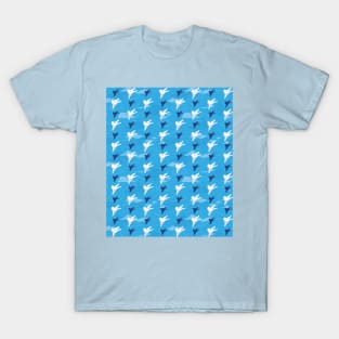 White Bird Fly in the Blue Sky Pattern T-Shirt